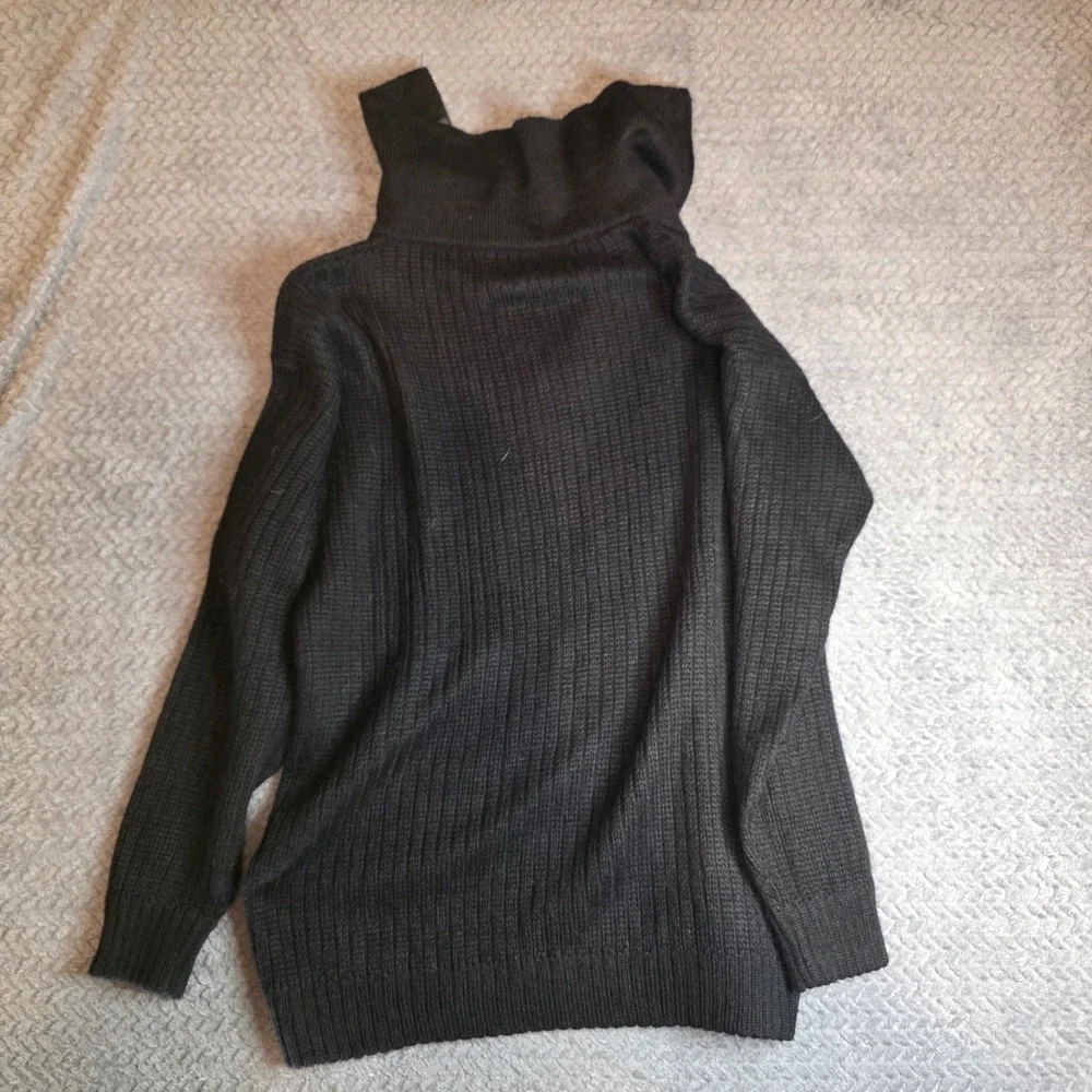 Fashion Forum 80% Alpaca 1/4 Zip Sweater Mens L Black Gray Made in Peru Pullover - Picture 9 of 9